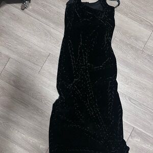 Black Velvet Maxi Dress with Subtle Texture